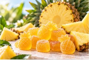 Pineapple gummies made with 100% fruit concentrated base for confectionery applications